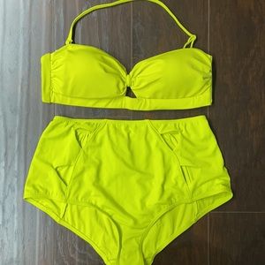 Topshop highlighter yellow swimsuit